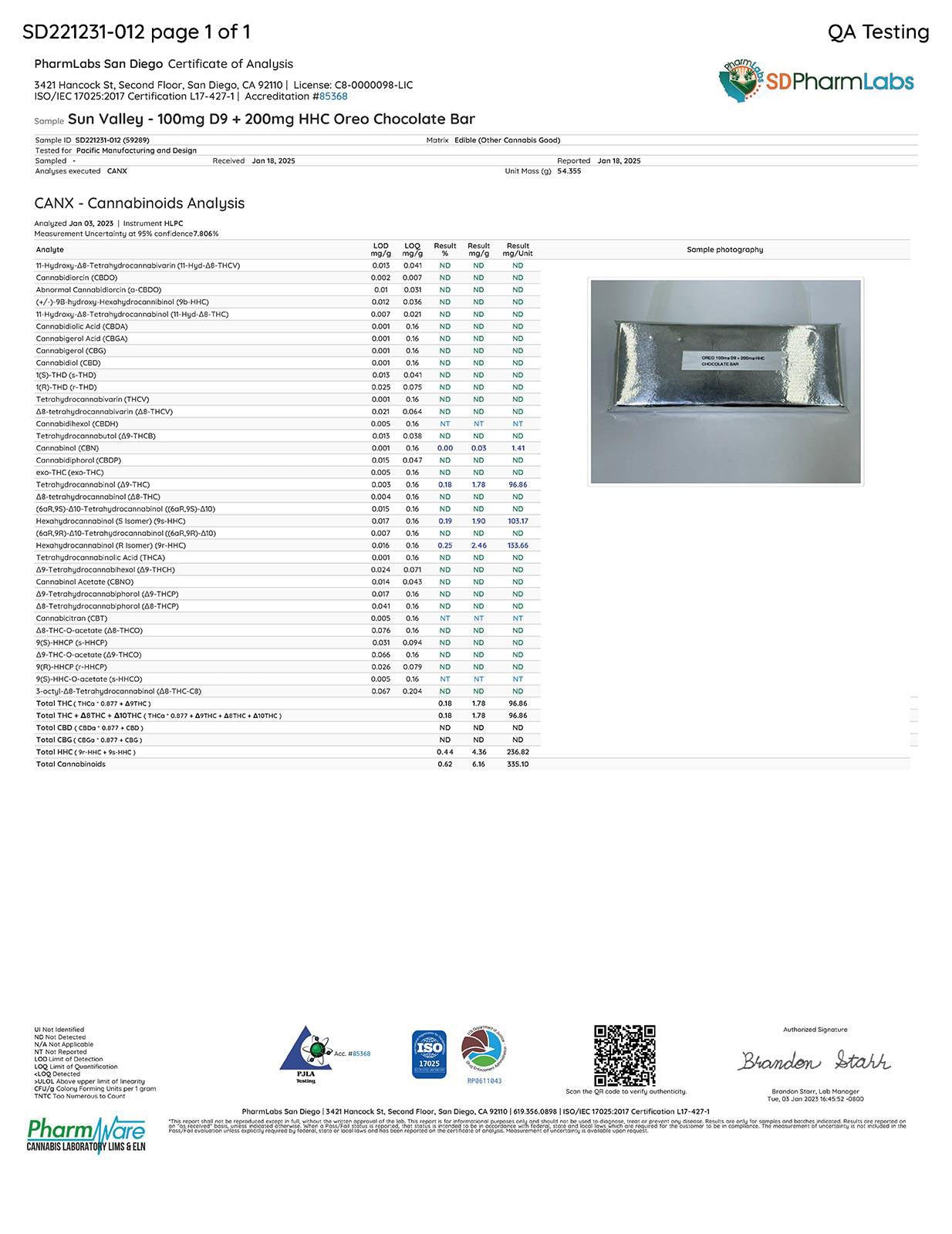 Cookies-n-Cream Chocolate Bar 2 CASES of 10 Bars 200mg HHC 100mg Delta 9