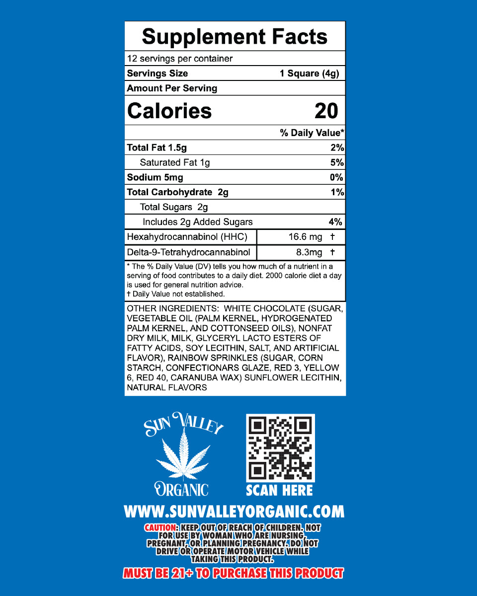 Birthday Cake Chocolate Bar – 100mg Delta-9 THC from Hemp