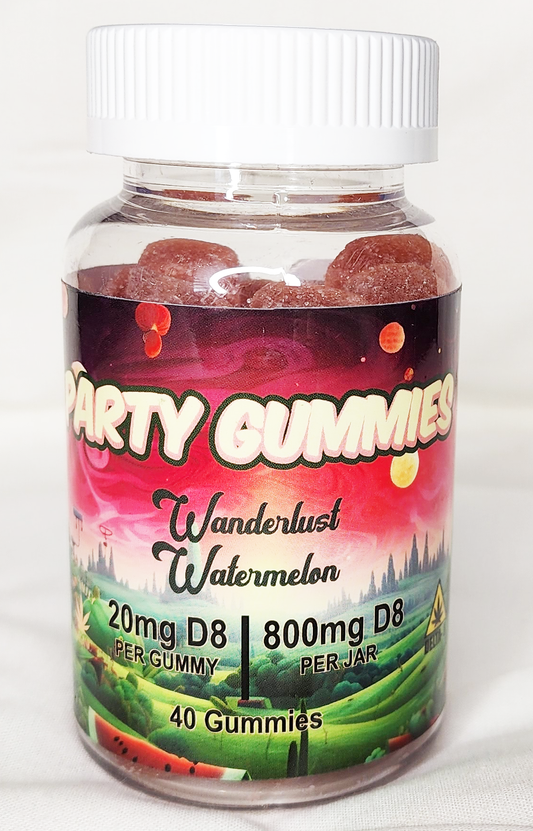 Wanderlust Watermelon 20mg D8 Party Gummies 40pcs
